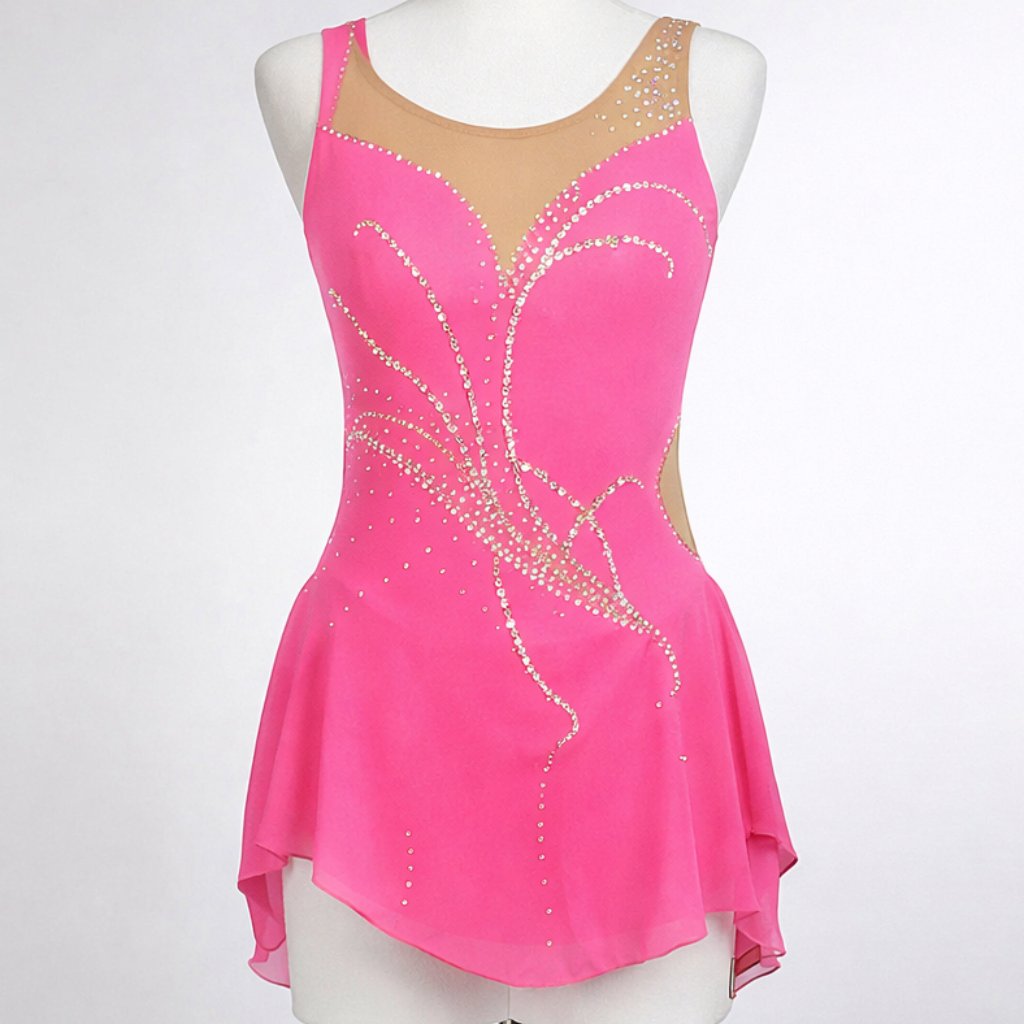 Sharene Designs Style 7253 Girls Pink Figure Skating Dress Size Large Size 12